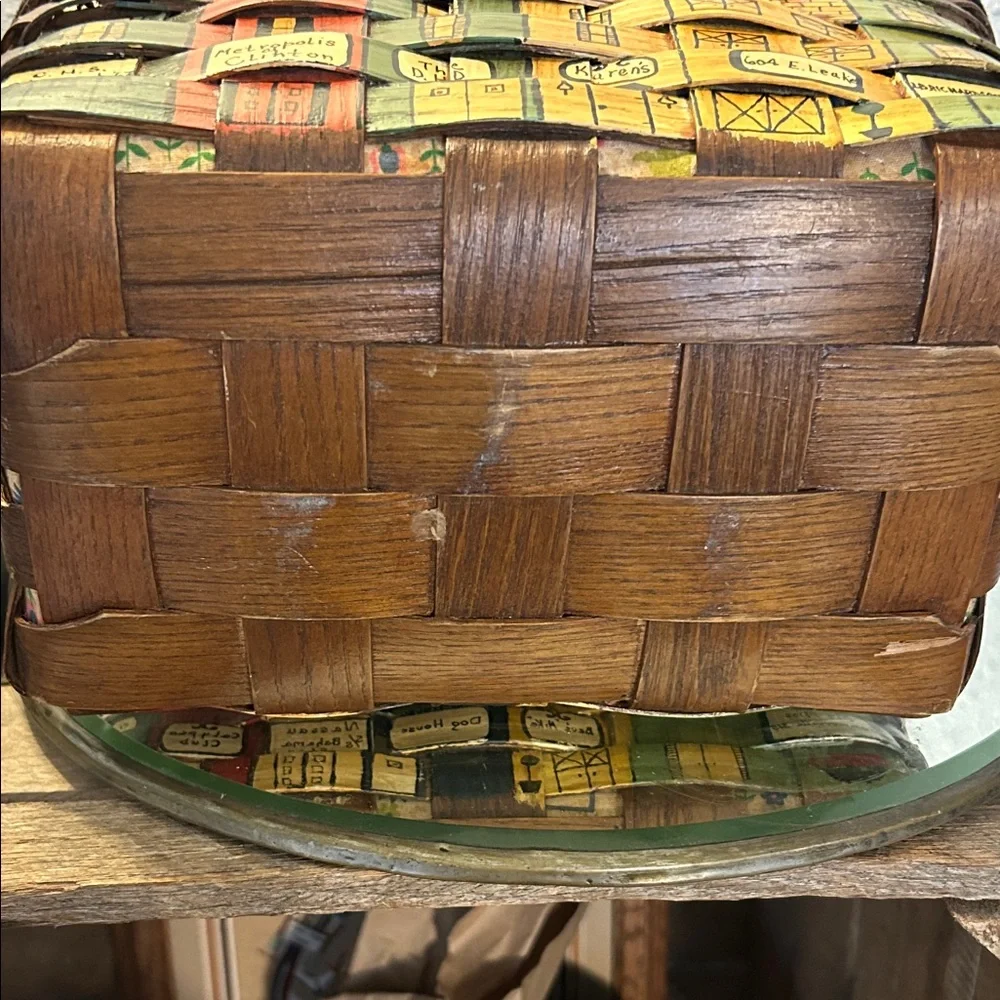 Handcrafted  Caro Nan Village Scene Basket repurposed